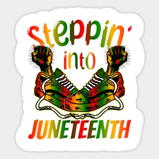 Stepping Into Juneteenth Afro Woman Black Girls Sneakers Men Sticker